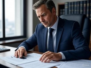 lawyer reviewing documents